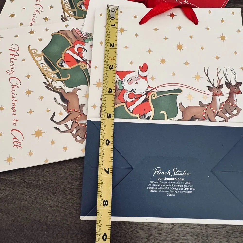 Merry Christmas Santa Claus Sleigh Holiday Gift Bags Bundle Lot